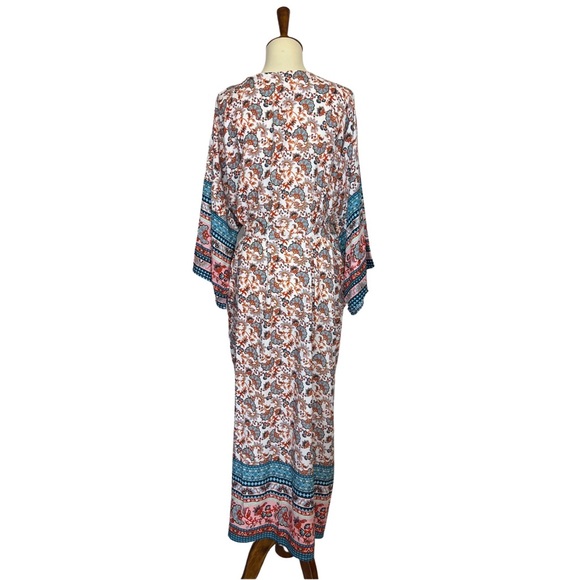 Stunning Floral Paisley Belted Kimono Beach Coverup Duster - Picture 11 of 16